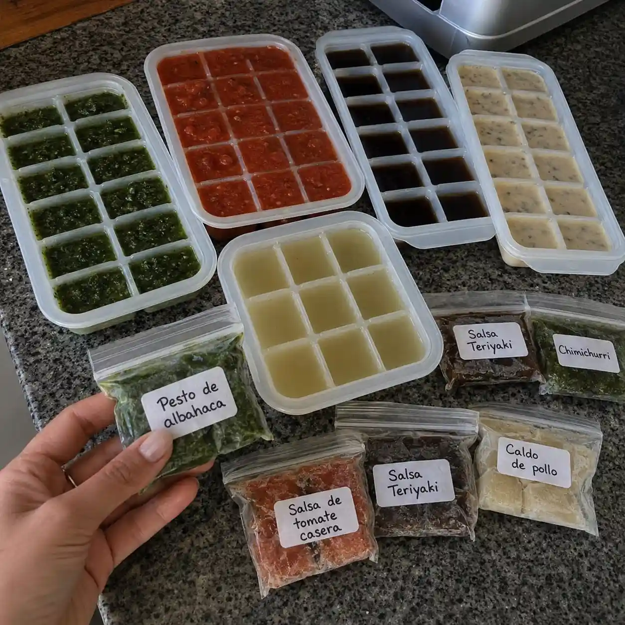 Salsas congeladas en cubos