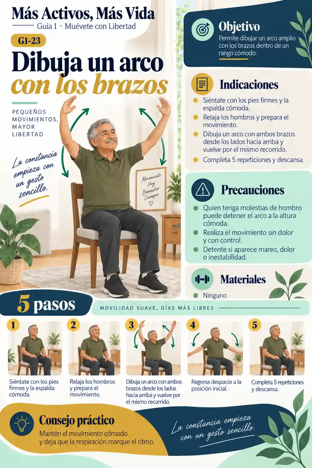 Guía 1: dibuja un arco con los brazos, actividad de movilidad