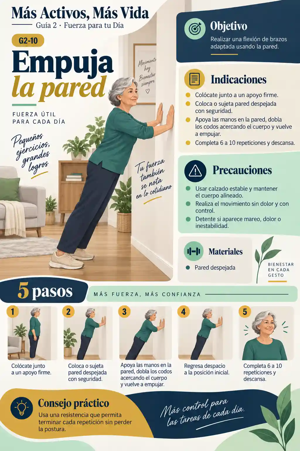 Guía 2: empuja la pared, actividad de fuerza funcional